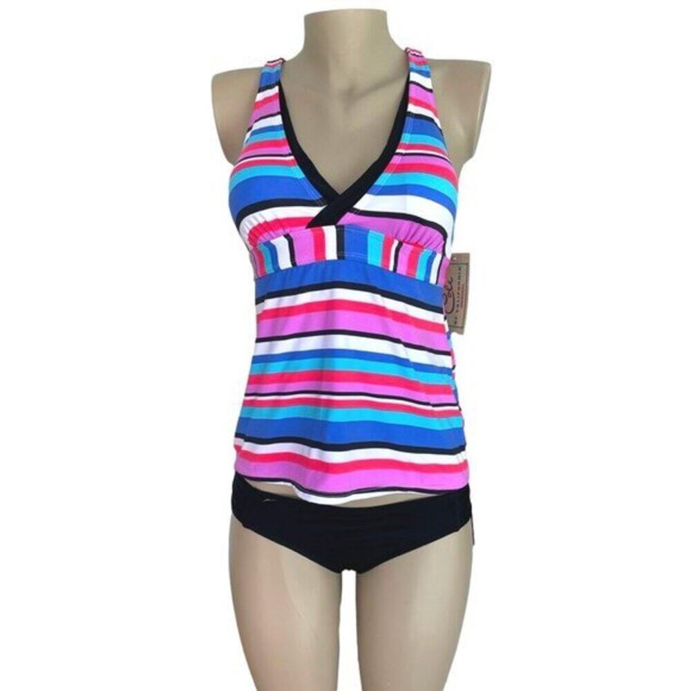 Cole of California Stripe Surplice Tankini Set